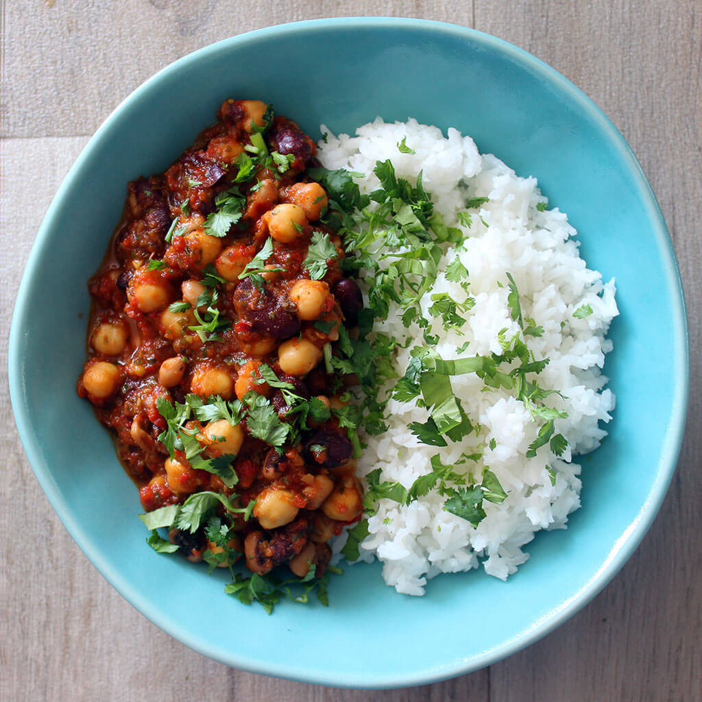 Three Bean 'Chilli Con Carne' Recipe Vegan